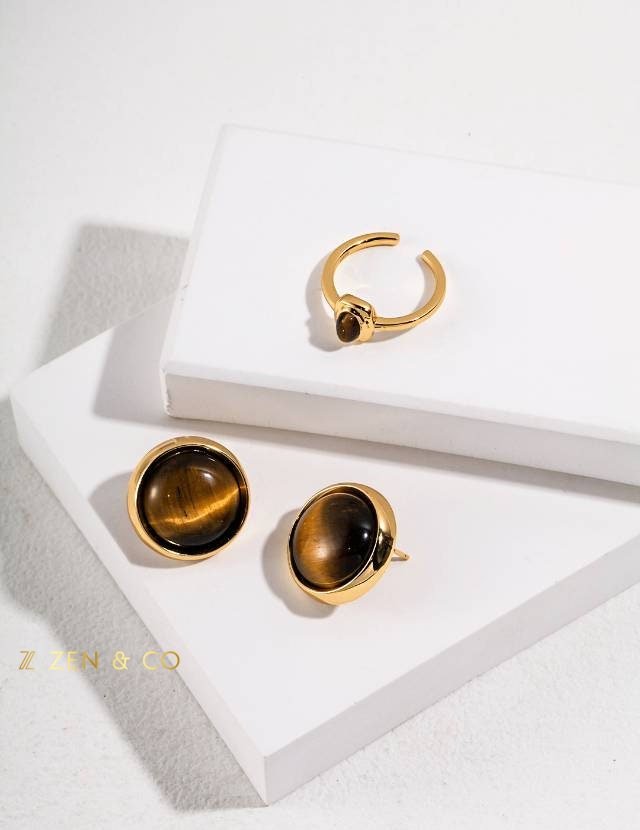 ETISHA stud earrings and open ring - ZEN&CO Studio