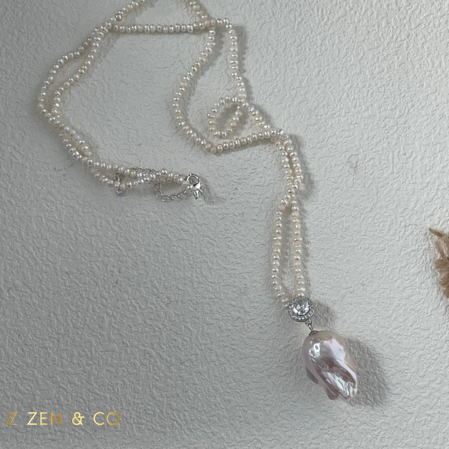 FELICITY Baroque pearl pendant beaded necklace - ZEN&CO Studio