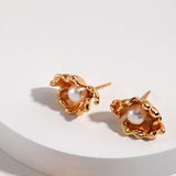 FLORA Flower pearl stud earrings - ZEN&CO Studio