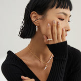 GAIA Dainty Baroque pearl asymmetric earrings and open ring - ZEN&CO Studio