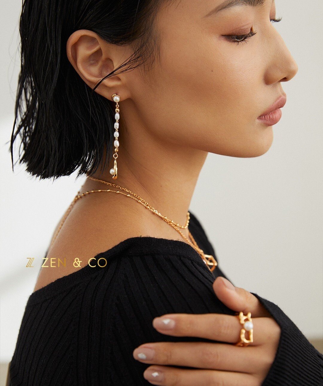 GRACE Long dangle pearl earrings - ZEN&CO Studio