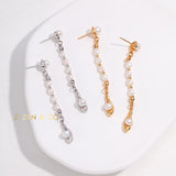 GRACE Long dangle pearl earrings - ZEN&CO Studio