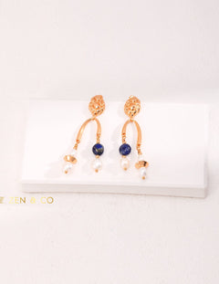 INDIRA Bohemian Gold Lapis lazuli dangle earrings - ZEN&CO Studio