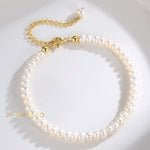 LORRAINE Tiny beaded Pearl choker necklace and pearl bracelet - ZEN&CO Studio