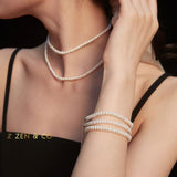 LORRAINE Tiny beaded Pearl choker necklace and pearl bracelet - ZEN&CO Studio