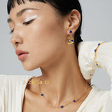 LUNA Moon shaped blue lapis lazuli dangle earrings - ZEN&CO Studio