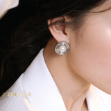 MARIE Vintage inspired round pearl stud earrings - ZEN&CO Studio