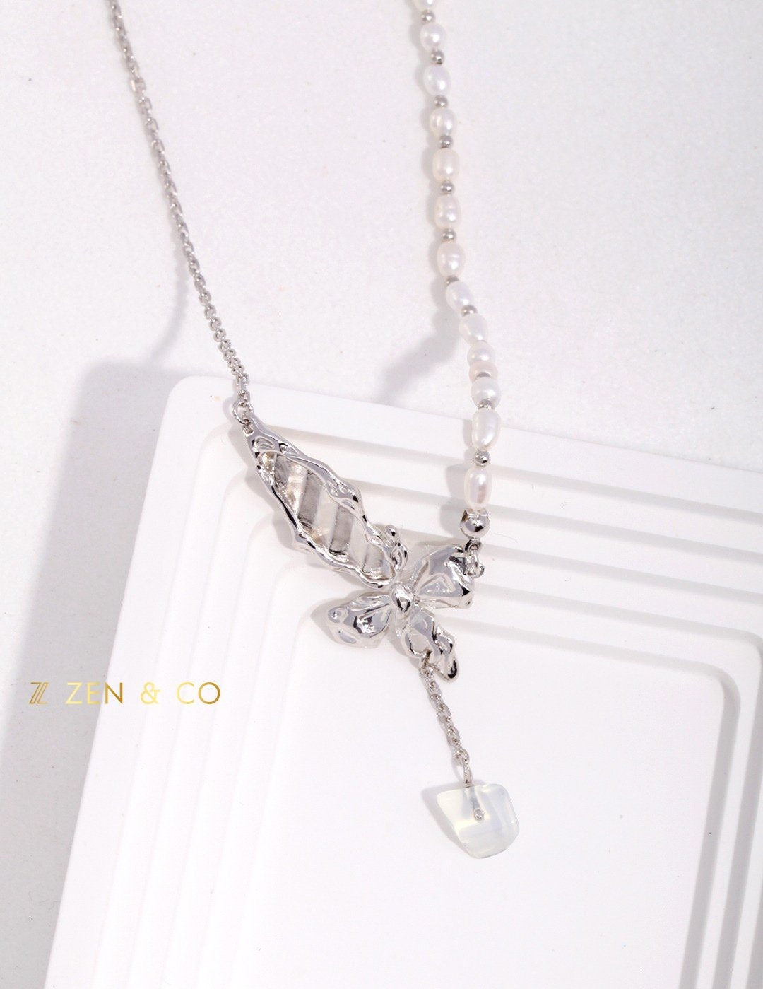 MARIPOSA Fairy Butterfly necklace Butterfly asymmetric earrings - ZEN&CO Studio