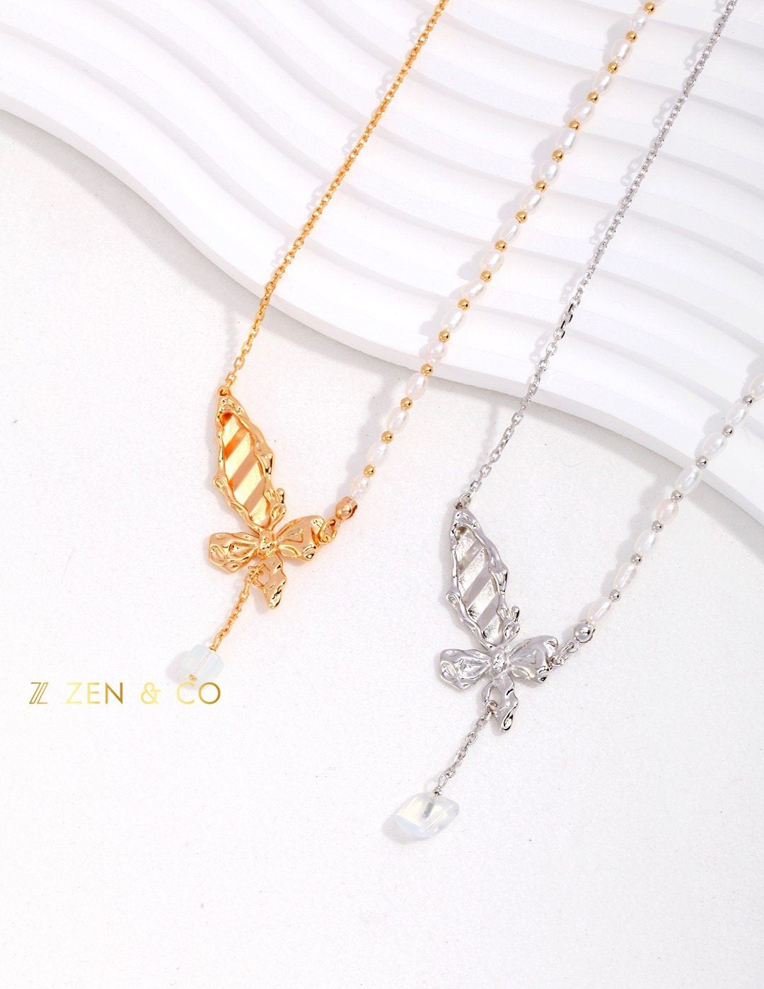 MARIPOSA Fairy Butterfly necklace Butterfly asymmetric earrings - ZEN&CO Studio