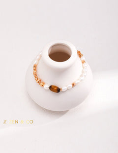 NALA Bohemian pearl and Tiger eye stone bracelet - ZEN&CO Studio