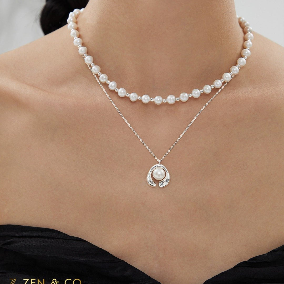 NINA Pearl pendant silver necklace - ZEN&CO Studio