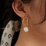 NYA Minimalist Baroque pearl dangle earrings - ZEN&CO Studio