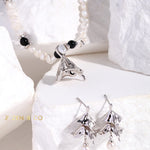 PAVLOVA Ballerina inspired tutu dangle earrings with dainty pearl - ZEN&CO Studio