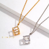 ROCIO Minimalist Cube shaped Pearl pendant necklace - ZEN&CO Studio