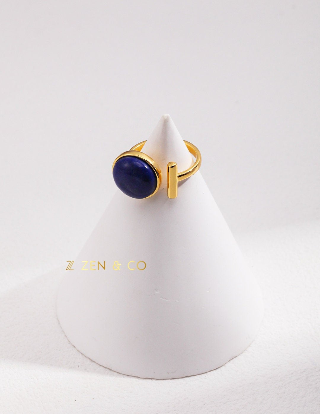 UMA Blue Lapis lazuli jewelry set, drop earrings, open ring and pendant necklace - ZEN&CO Studio