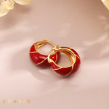 YUN Red enamel hoop earrings - ZEN&CO Studio